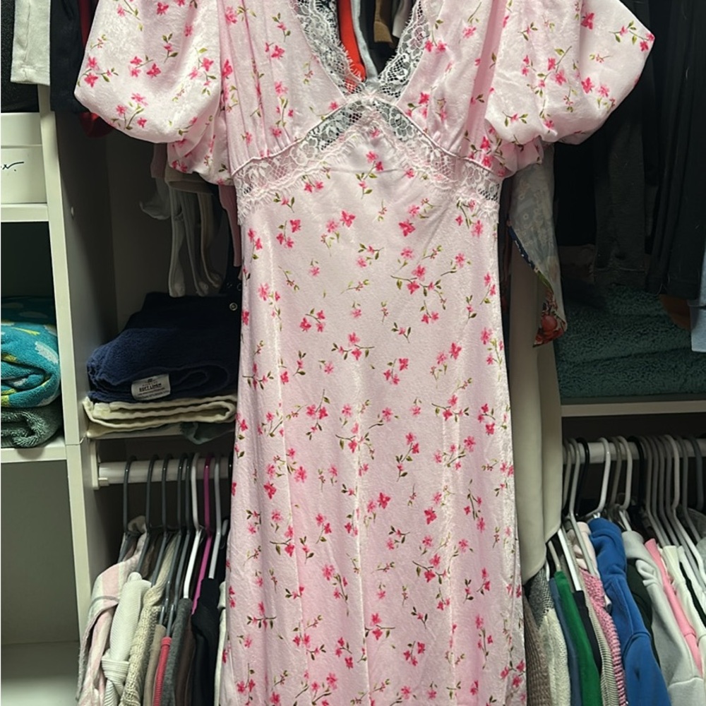Altar'd State Pink Floral Midi Dress